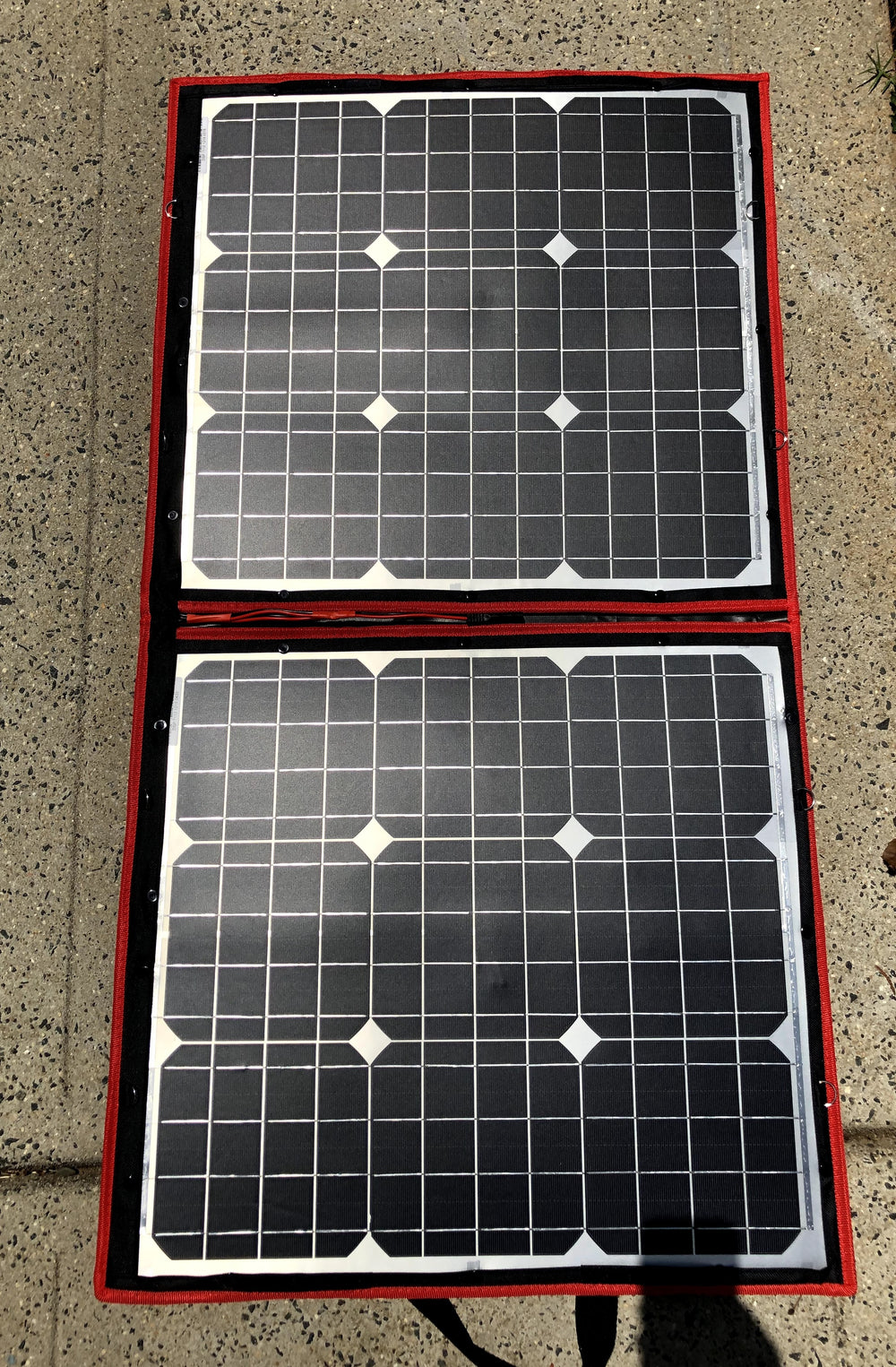 Dokio 100W 18V PORTABLE FOLDABLE Solar Panel Kit (21x28inch, 5.9lb) Monocrystalline(HIGH Efficiency) with CONTROLLER 2 USB Output to Charge 12V Batteries (All Types: Vented AGM Gel) RV Camper Boat - NOS